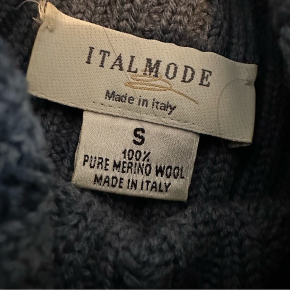 Italmode Made in Italy Ribbed Merino Wool Turtleneck Sweater, Black, Size Small - Picture 8 of 10